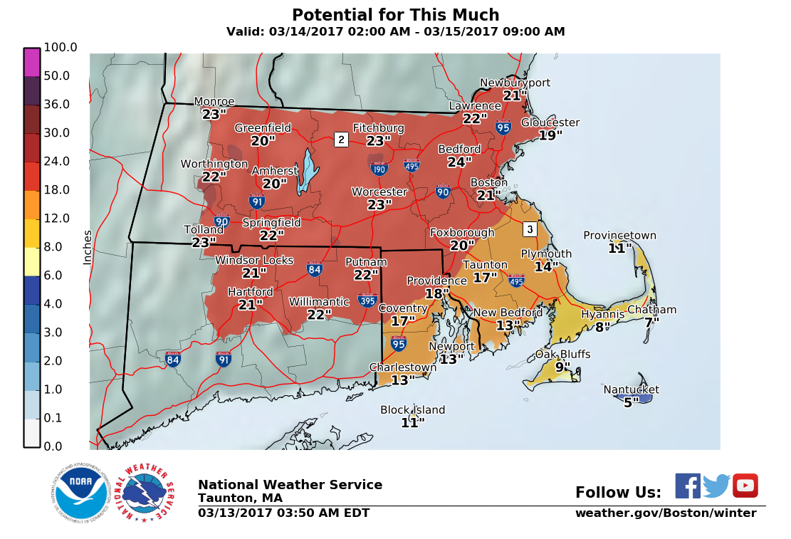 Latest Rhode Island Weather Forecast Blizzard Warning for Smithfield