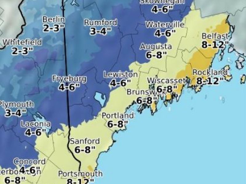 Latest Maine Weather Forecast Nor'easter To Drop 812 Inches Augusta