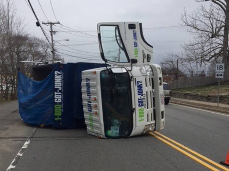 1800GOTJUNK? Truck Flips In East Bridgewater Crash Plymouth, MA Patch