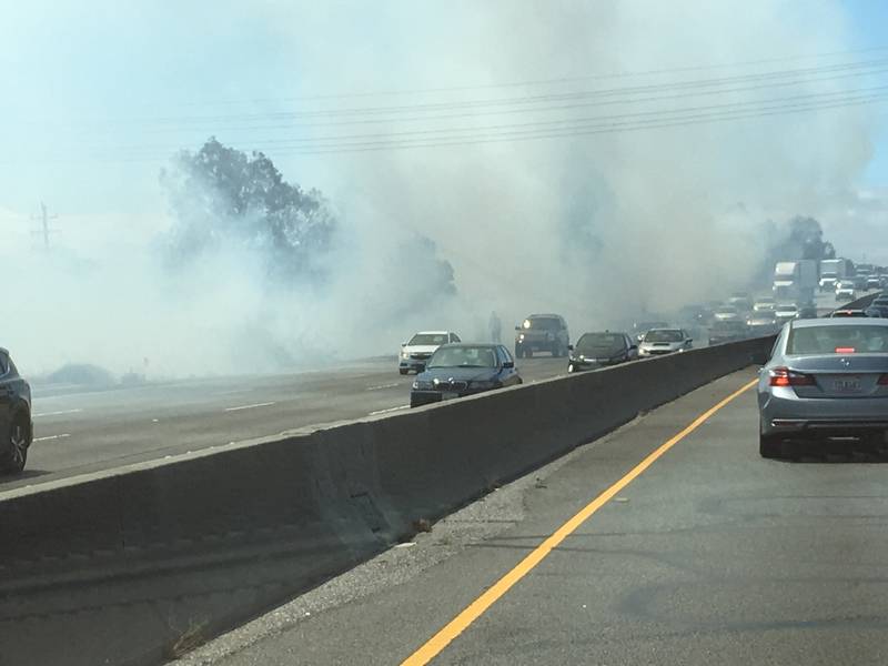 Redwood City Highway 101 Fire Sends Smoke Through Peninsula Redwood