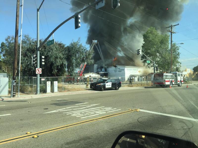 Escondido Fire Abandoned Meat Market Burns, Sending Smoke Across Wide