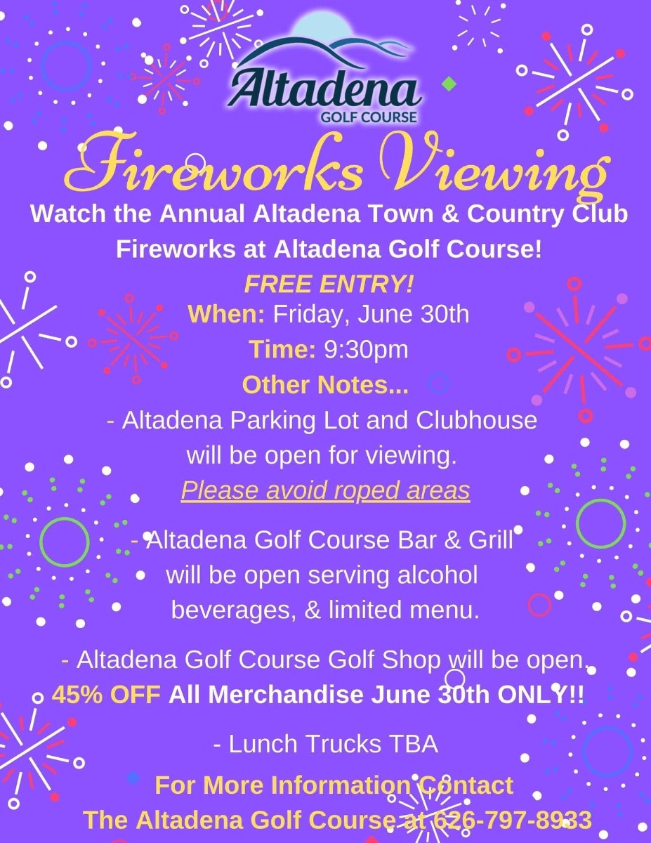 Jun 30 Town & Country Club Fireworks 2023 Golf Course, Altadena