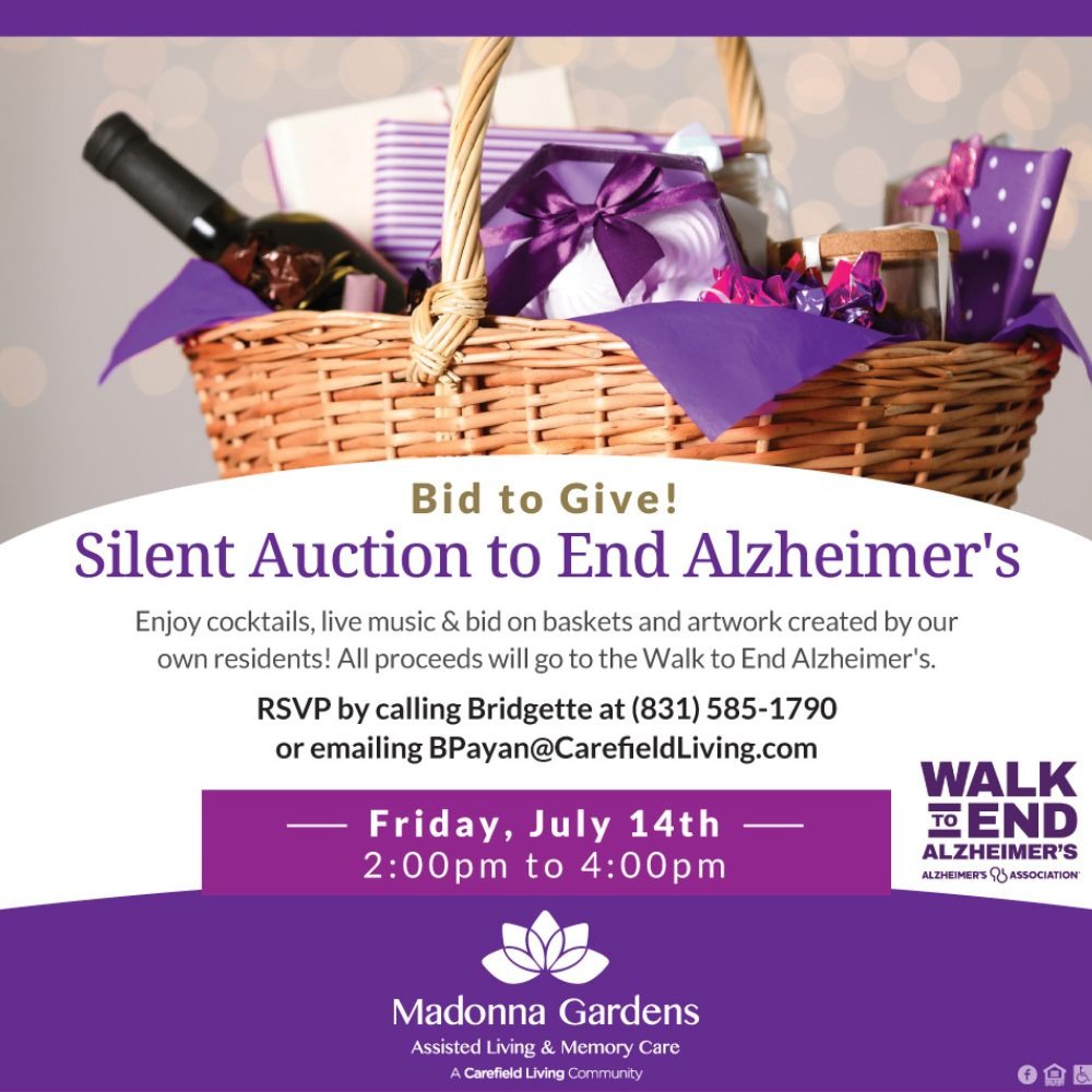 Jul 14 Silent Auction To End Alzheimer’s 2023 Madonna Gardens
