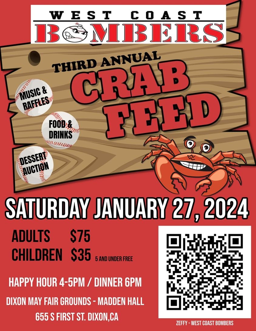 Jan 27 West Coast Bombers Crab Feed 2024 Madden Hall, Fairgrounds