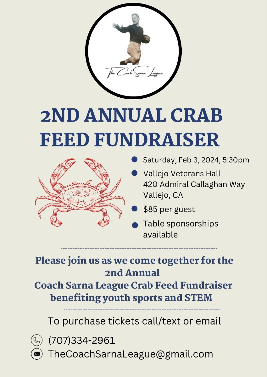 Feb 3 Coach Sarna Flag Football League Crab Feed 2024 Vallejo Napa