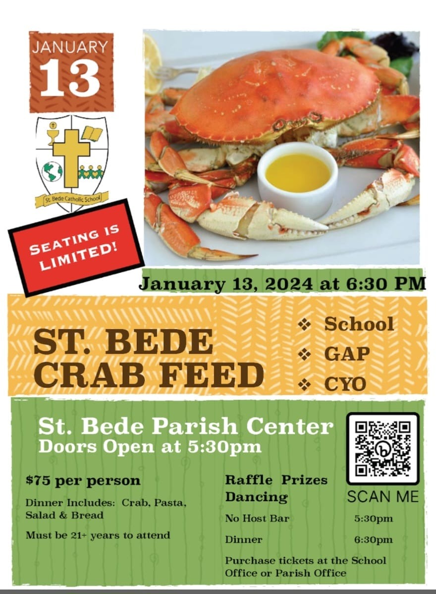 Jan 13 ﻿St. Bede Crab Feed & Dance 2024 Hayward Castro Valley, CA