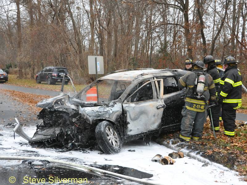 Car Catches Fire After Commack Crash | Commack, NY Patch