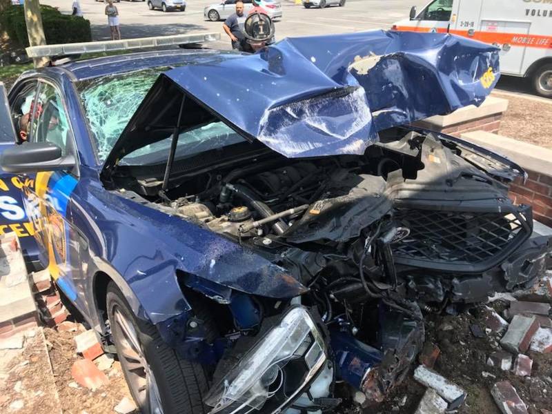 Driver Crashes Into Pole After Apparent Medical Episode FD Islip, NY