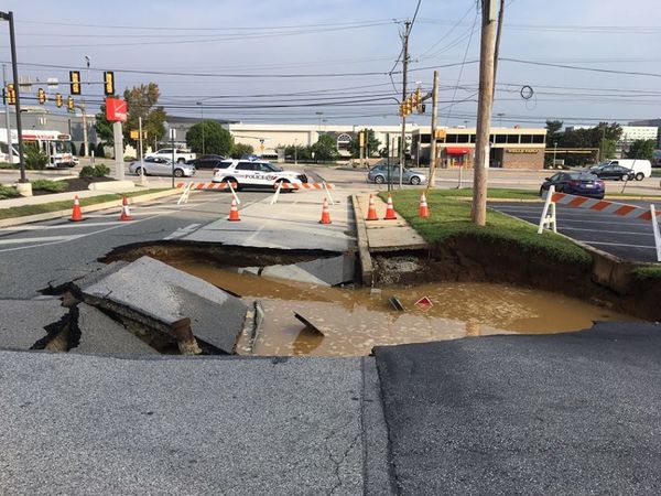 Large Sinkhole Opens Up Road In King Of Prussia