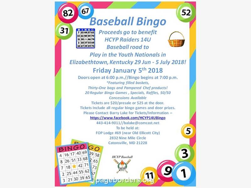 Basket Bingo Friday 5 January at the F.O.P. Lodge Ellicott City, MD