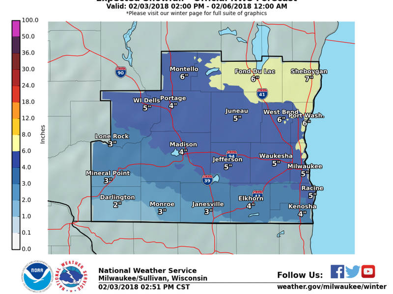 Up To 7 Inches Snow Forecast For Area, To Begin Tonight NWS