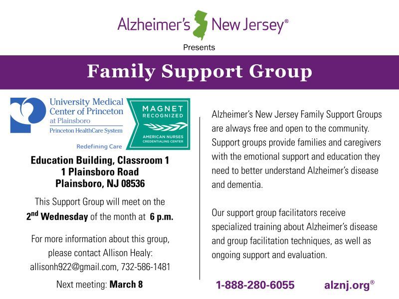 Alzheimer's New Jersey Family Support Group in Plainsboro Princeton