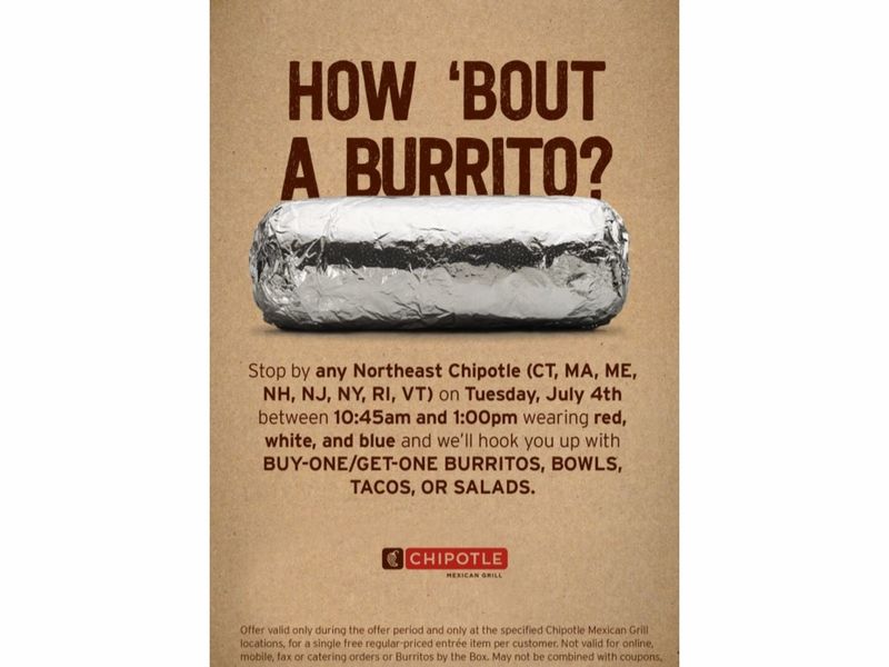 celebrate 4th of july with bogo chipotle in new hampshire bedford bogo flyers