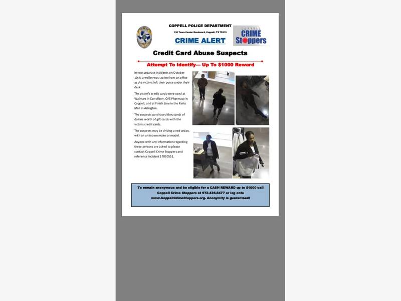 coppell wallet theft police ask for help identifying suspect