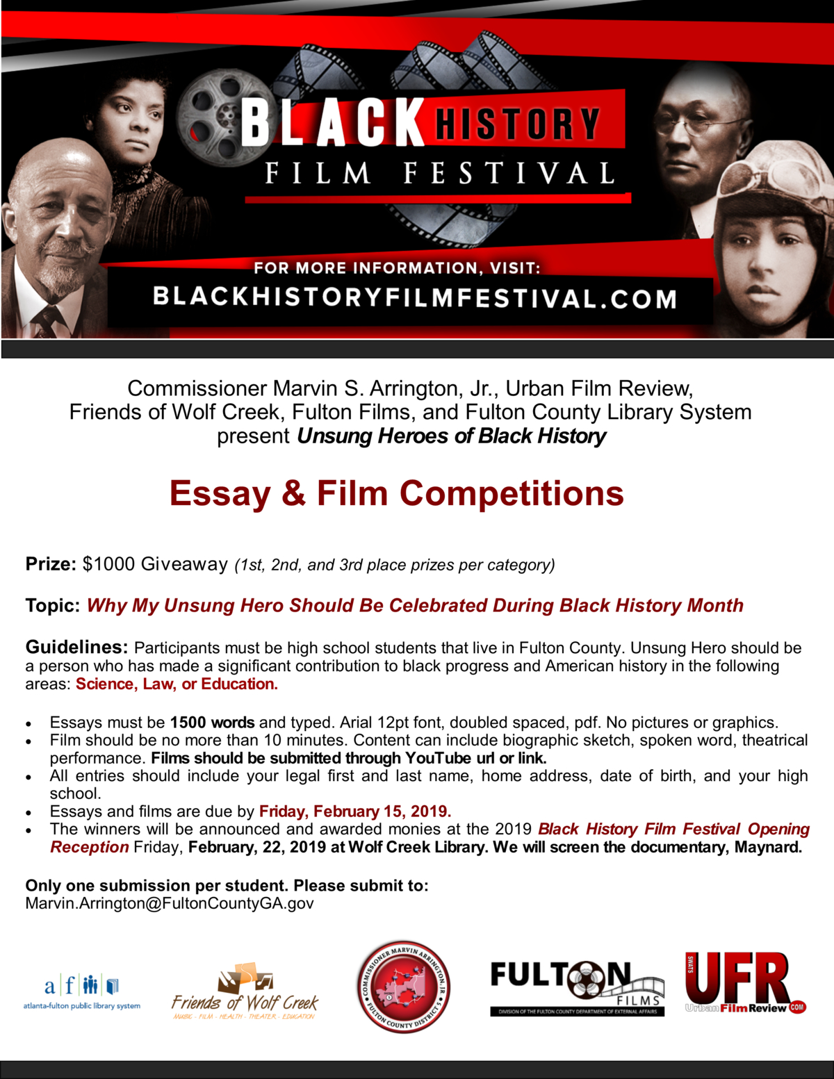 High School Senior Essay Essays And Films Must Be Submitted To Marvinarringtonfultoncountygagov By Friday February Thesis Examples For Argumentative Essays also Where Is A Thesis Statement In An Essay Black History Film Festival Essay Film Competition Atlanta Example Essay Thesis Statement