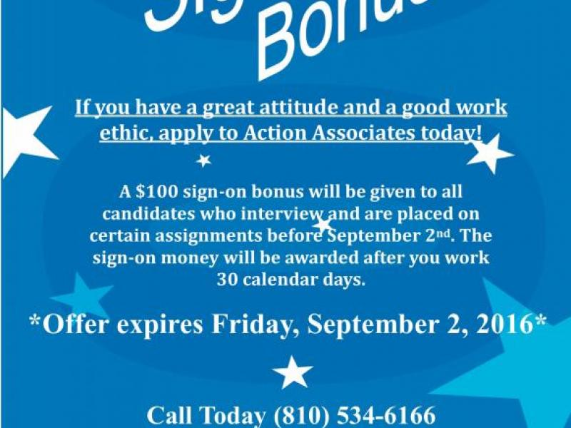 100 SignOn Bonus Hartland, MI Patch