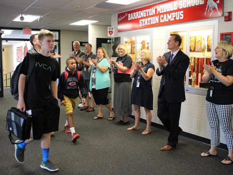 Station Middle School Students are 'Clapped' Into School on First Day