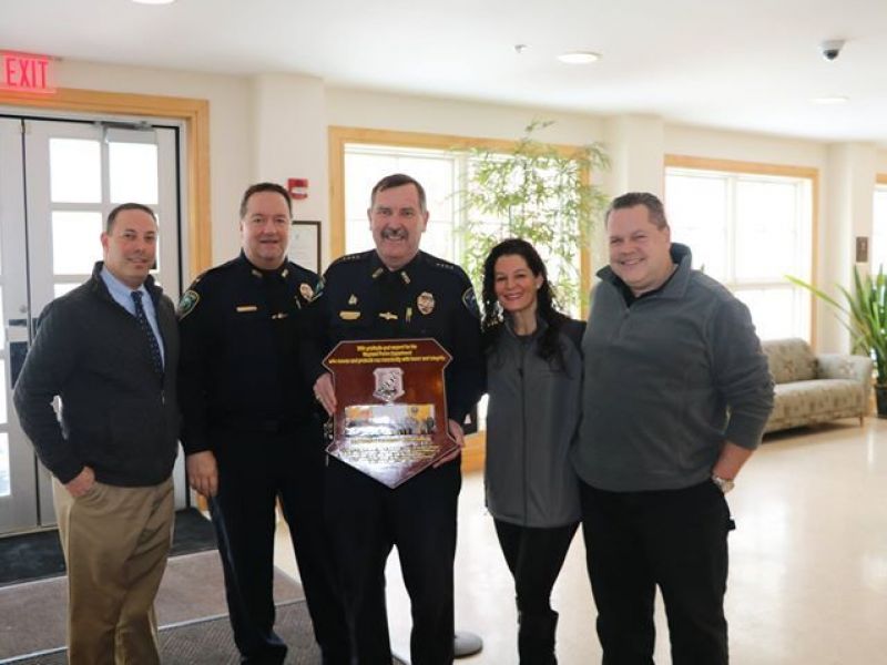 Wayland PD Honored To Accept Plaque From Citizen Police Academy